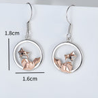 Origsoul S925 fox pendant earrings featuring a stylish fox design in a circular setting