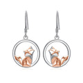 Origsoul S925 fox pendant earrings in silver and rose gold featuring an elegant origami design