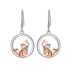 Origsoul S925 fox pendant earrings in silver and rose gold featuring an elegant origami design