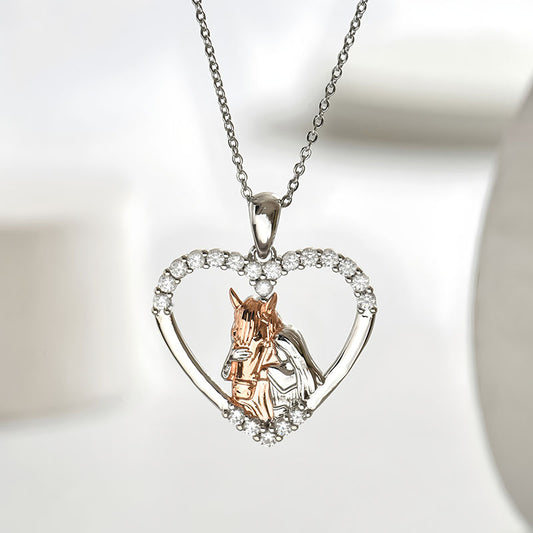 Origsoul silver flower earrings with blue enamel petals and sparkling center in S925 silver horse necklace style