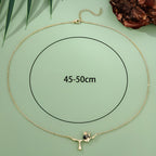 Origsoul S925 sterling silver bee necklace displayed with a 45-50cm length option on a green background