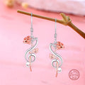 Origsoul s925 sterling silver rose note earrings with unique musical design and rose detail