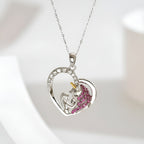 Origsoul S925 sterling silver unicorn necklace with heart design and colorful gemstones