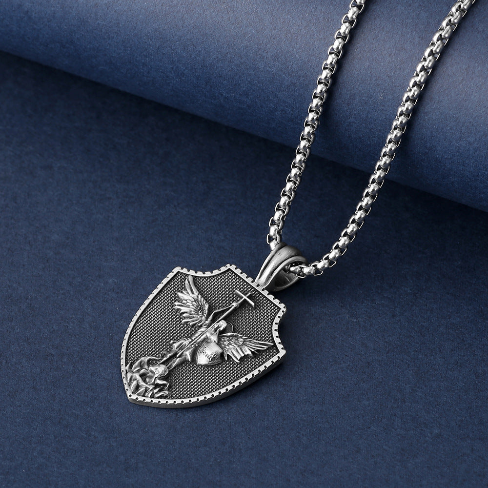 Origsoul Tranquil Spirit Collection silver saint michael pendant for men on chain necklace