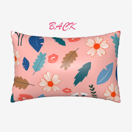 Origsoul satin pillowcase 20x30 with colorful floral and leaf pattern on pink background