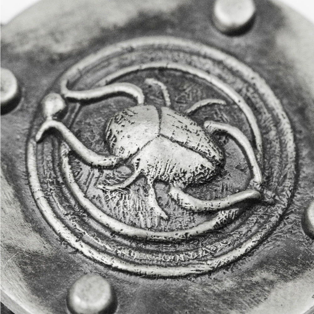 Origsoul scarab beetle pendant necklace close-up showing detailed metal beetle design