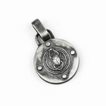 Origsoul scarab beetle pendant necklace in antique silver finish with detailed insect design