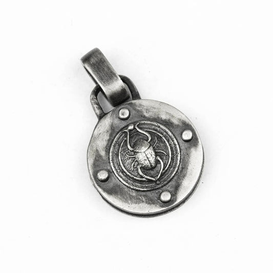 Origsoul scarab beetle pendant necklace in antique silver finish with detailed insect design