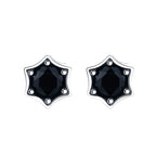 Origsoul star stud earrings with black gemstone in silver star-shaped setting cosmic jewelry