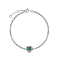 Origsoul bracelet with emerald heart-shaped gemstone and sparkling crystal chain