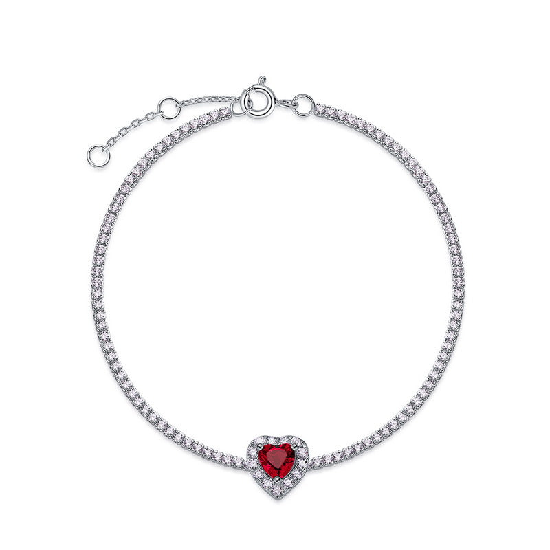 Origsoul delicate silver bracelet with emerald heart-shaped centerpiece surrounded by clear stones