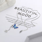 Origsoul delicate butterfly pendant jewelry with blue and silver design on silver chain necklace