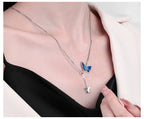 Origsoul delicate butterfly pendant jewelry with blue and silver butterflies on a silver chain