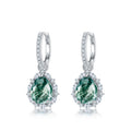 Origsoul silver earrings sterling with green gemstone teardrop and clear crystal accents