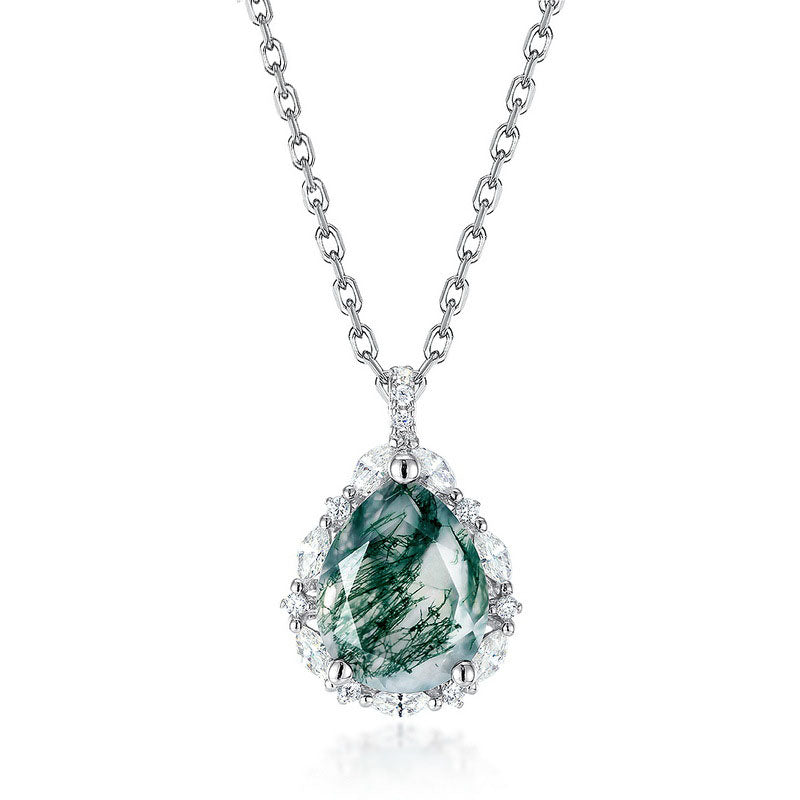 Origsoul pendant necklace with green gemstone and silver earrings sterling accents on chain