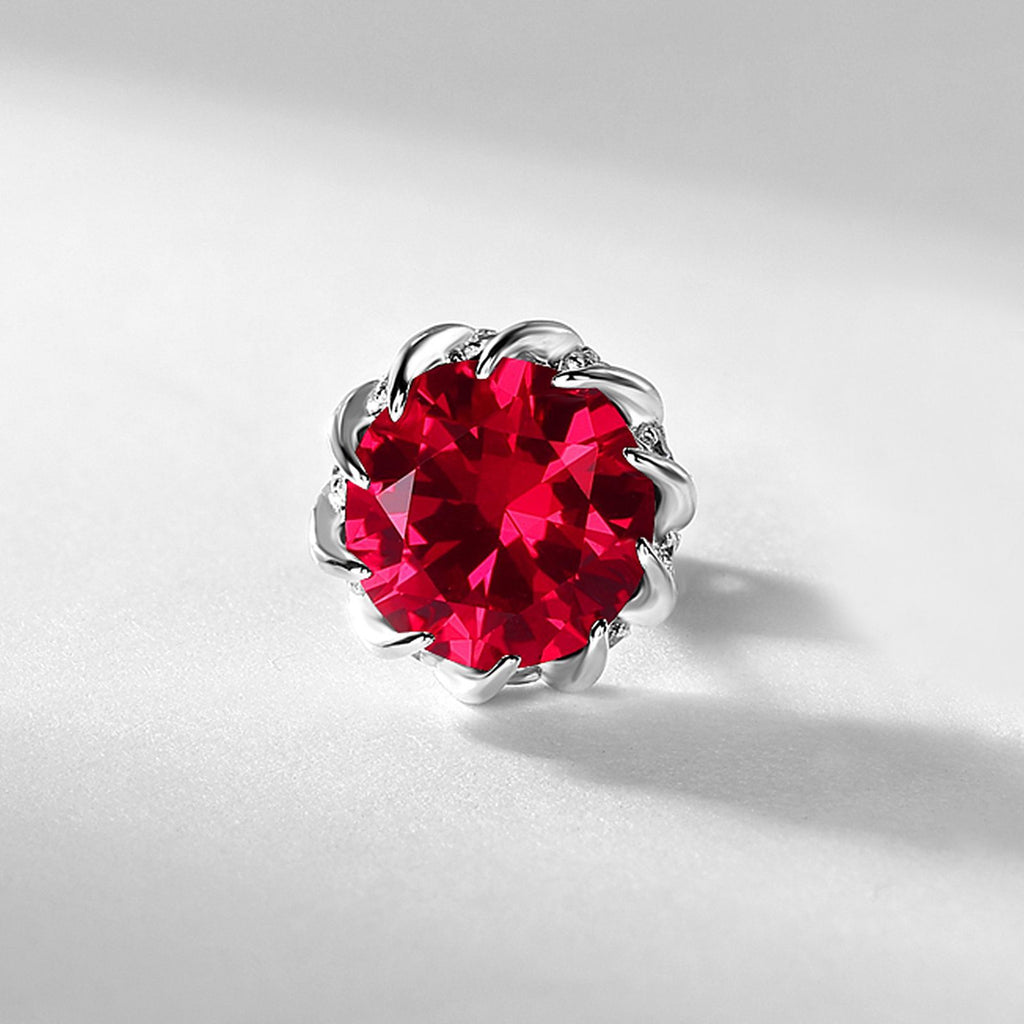 Origsoul silver earrings sterling with round red gemstone in intricate silver setting