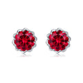 Origsoul silver earrings sterling with vibrant red round gemstones in floral setting