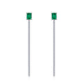 Origsoul silver earrings sterling featuring emerald green square stones with long dangling crystal chains