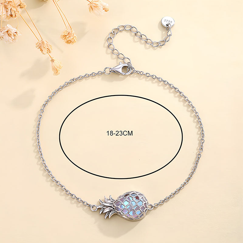 Origsoul silver fruit charm bracelet for women featuring a pineapple charm with adjustable chain