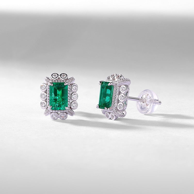 Origsoul emerald and diamond stud earrings in silver hoop earrings sterling silver