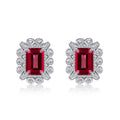 Origsoul silver hoop earrings sterling silver with rectangular red gemstones and clear accents