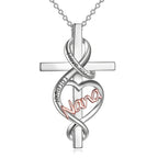 Origsoul Nana heart cross necklace in silver with love and forever engravings