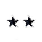 Origsoul nautical star stud earrings in black with silver edges cosmic jewelry design