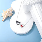 Origsoul silver necklace featuring red zircon cat jewelry gift with a black cat and heart pendant