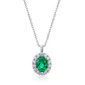 Origsoul silver necklace sterling with oval green gemstone pendant surrounded by clear crystals