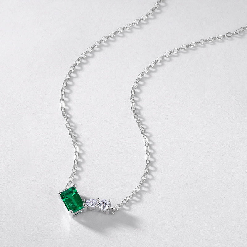 Origsoul silver necklace sterling with green and clear gemstones on delicate chain