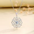 Origsoul silver sacred geometry pendant jewelry with intricate lotus design and blue center stone