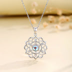 Origsoul silver sacred geometry pendant jewelry with intricate lotus design and blue center stone