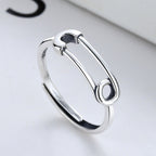 Origsoul silver safety pin ring with sleek and minimalist design in polished silver finish