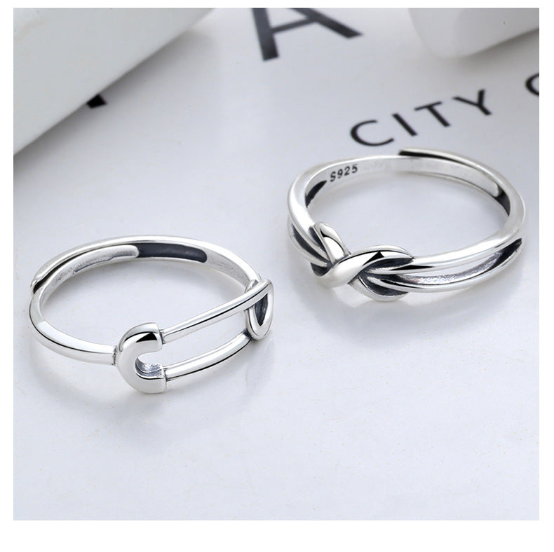 Origsoul silver safety pin ring with a sleek minimalist design on white background