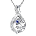 Origsoul silver floral pendant with blue sapphire and crystals September birthstone necklace