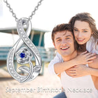 Origsoul silver pendant September birthstone necklace with sapphire stone and floral design