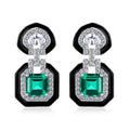Origsoul silver sterling jewellery emerald green and white stone stud earrings with black accents