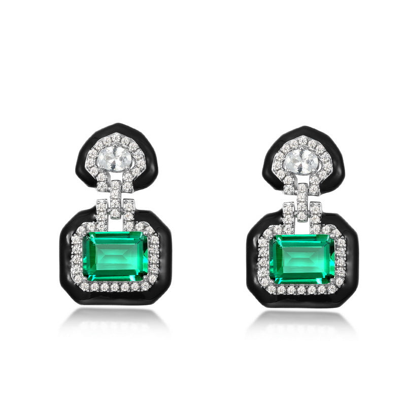 Origsoul silver sterling jewellery emerald green and clear crystal stud earrings
