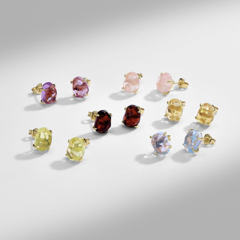 Origsoul silver sterling jewellery featuring colorful gemstone stud earrings in various hues