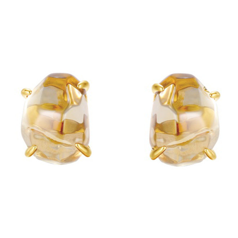 Origsoul gold tone earrings featuring silver sterling jewellery craftsmanship with unique stone setting