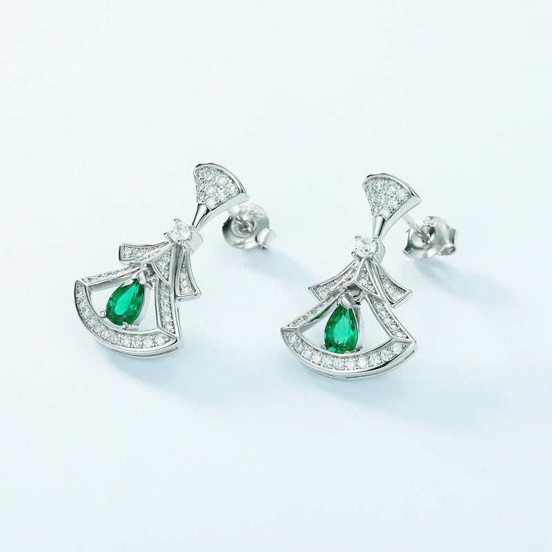 Origsoul silver sterling silver earrings with green gemstone and crystal accents