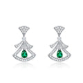 Origsoul silver sterling silver earrings with green teardrop gemstones and clear crystals