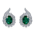 Origsoul silver sterling silver earrings with green oval gemstones and intricate crystal accents