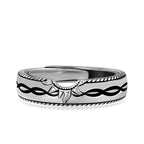 Origsoul sunflower antique ring in silver with black engraved sunflower design and detailed edges