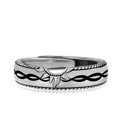 Origsoul sunflower antique ring in silver with black engraved sunflower design and detailed edges