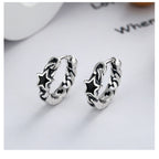 Origsoul cosmic jewelry twisted style earrings for women with black star charm in silver