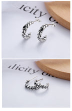 Origsoul silver wheat hoop earrings with intricate leaf design and secure post backs