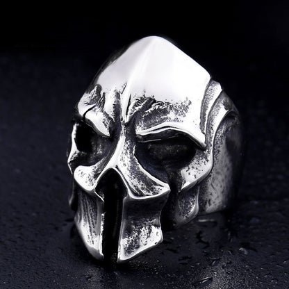 Origsoul Spartan gladiator helmet ring in silver with detailed warrior helmet design