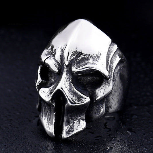 Origsoul Spartan gladiator helmet ring in silver with detailed warrior helmet design
