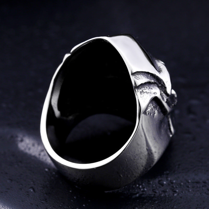 Origsoul silver Spartan gladiator helmet ring with detailed craftsmanship and polished finish